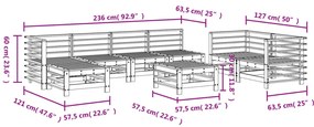 8 pcs conjunto lounge de jardim madeira de douglas maciça