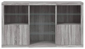 Aparador com luzes LED 181,5x37x100 cm cinzento sonoma