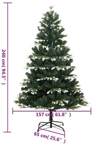 Árvore de Natal artificial articulada c/ flocos de neve 240 cm