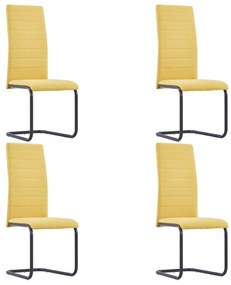 vidaXL Cadeiras de jantar cantilever 4 pcs tecido amarelo