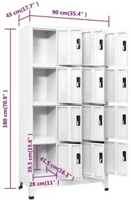 Cacifo aço 90x45x180 cm branco