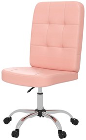 Vinsetto Cadeira de Escritório Giratória de Couro Sintético com Altura Ajustável Estilo Moderno Carga 120 kg 45x59x90-100 cm Rosa