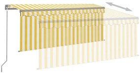 Toldo retrátil manual com estore/LED 3,5x2,5 m amarelo e branco