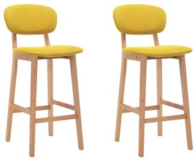 289374 vidaXL Bancos de bar 2 pcs tecido amarelo mostarda