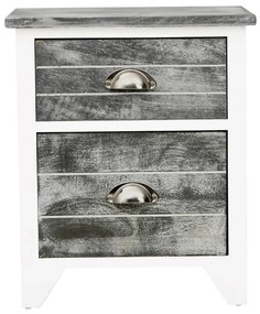 Mesa-de-cabeceira 38x28x45 cm madeira paulownia cinzento/branco