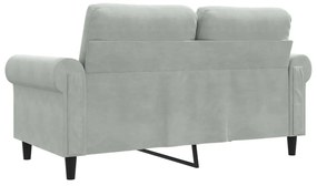 Sofá de 2 lugares 120 cm veludo cinzento-claro