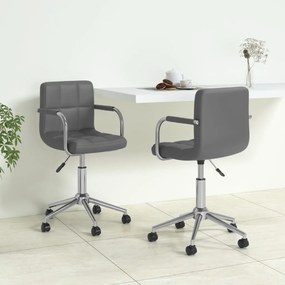 vidaXL Cadeiras de jantar giratórias 2 pcs couro artificial cinzento