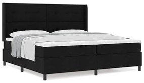 Cama com Estrado e Colchão Preto 200x200 cm Tecido