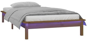 Estrutura cama c/ LED solteiro 90x190cm madeira maciça castanho