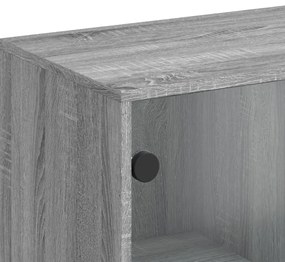 Armário de apoio c/ portas de vidro 69x37x100 cm cinza sonoma