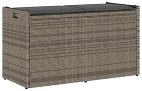 vidaXL Banco de arrumação exterior com almofadão 100 cm vime PE