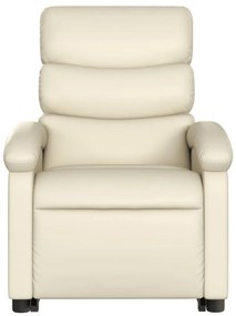 Poltrona reclinável elevatória couro artificial cor creme
