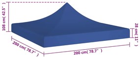 Teto para tenda de festas 2x2 m 270 g/m² azul