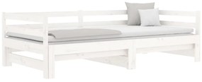 Sofá-cama com gavetão 90x190 cm madeira de pinho maciça branco