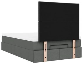 Estrutura cama otomana colchão 120x200cm tecido cinzento escuro