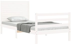 Estrutura cama de solteiro c/ cabeceira madeira maciça branco