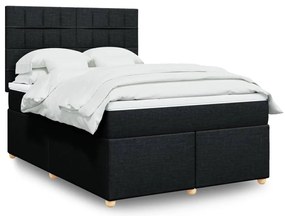 Cama com molas/colchão 160x200 cm tecido preto