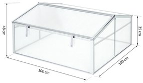 Outsunny Estufa de Jardim Alumínio Policarbonato Transparente Viveiro para Plantas Culturas 100x100x48 cm