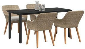 Conjunto de Jantar de 5 Peças pro Jardim em Rattan Sintético