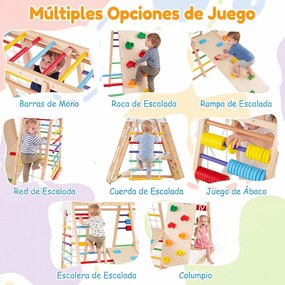 Estrutura de Escalada Infantil 8 em 1, 119 x 115 x 117 cm, Dobrável com Escorrega e Baloiço, Multicolor