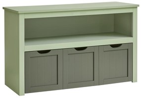 VASAGLE - Armário de armazenamento para brinquedos infantis, armário de armazenamento com rodas, 30 x 102 x 60 cm, estante infantil, 3 gavetas, para sala de estar, quarto infantil, sala de jogos, verde-louro LHS380C02