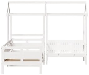 Conj. sofá-cama e banco c/ telhado 90x190cm pinho maciço branco