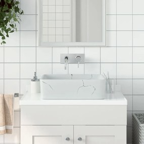 vidaXL Lavatório de bancada retangular 46x35,5x13 cm cerâmica branco