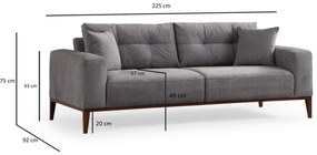 Sofá-cama de 3 Lugares Sinor – Cinzento Claro – 225x92x75 cm