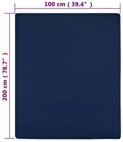 Lençol ajustável 100x200 cm algodão jersey azul marinho
