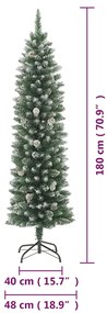 Árvore de Natal artificial fina com suporte PVC 180 cm