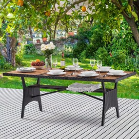 Mesa de jardim Polyrattan Takeo 190x90x74cm acácia preto