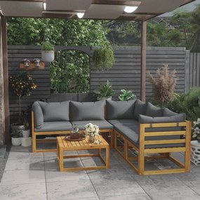 6 pcs conjunto lounge de jardim com almofadões acácia maciça