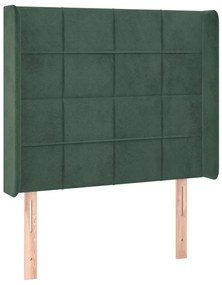 Cama box spring c/ colchão/LED 90x200 cm veludo verde-escuro