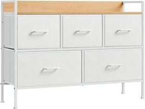 Cômoda de arrumação com 5 gavetas modernas | SONGMICS | 98,2 x 29 x 70 cm | LTS135W01.