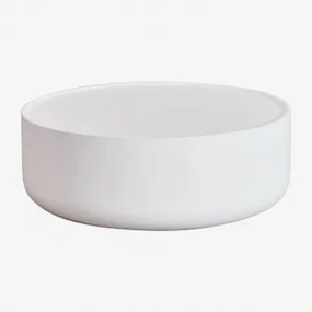 Mesa De Centro Redonda De Cimento (ø80 Cm) Darwys Branco Brilhante - Sklum