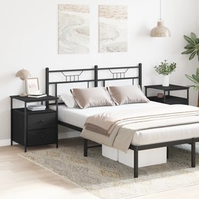 Camas de cabeceira vidaXL 2 pcs Preto Carvalho 44x45x60 cm Madeira eng