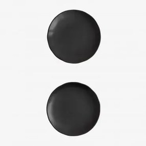 Pack De 2 Pratos Rasos Em Grés Belvere Preto - Sklum