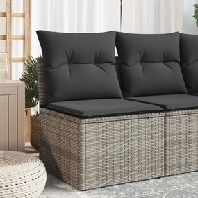 vidaXL Cadeira de jardim sem apoio braços c/ almofadões vime PE cinza