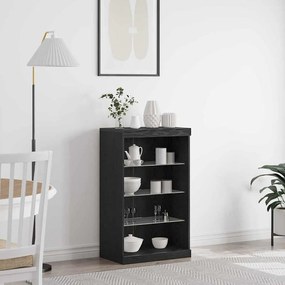 Sideboard vidaXL com Luzes LED Carvalho Preto 60,5x37x100 cm