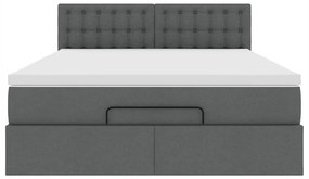 Cama otomana com colchão 140x190 cm tecido cinzento escuro
