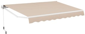 Toldo retrátil de manivela de 4 x 2,5 m, tecido de poliéster, manivela manual, estrutura de alumínio robusta, café