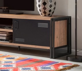 Móvel TV Cosmo – Pinho Atlântico e Preto – 180x50x45 cm