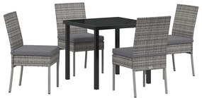 Conjunto de Jantar para Jardim com 5 Peças em Rattan Sintético Cinza