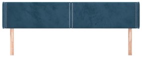 Cabeceira de cama c/ abas tecido 183x16x78/88cm azul-escuro
