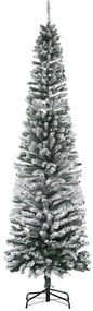 HOMCOM Árvore de Natal 225 cm Árvore de Natal Artificial Nevado com 738 Ramos e Suporte de Metal Verde e Branco