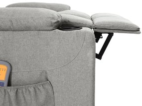 Poltrona de massagens elétrica tecido cinzento-claro