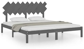 Estrutura de cama super king 180x200 cm cinzento madeira maciça