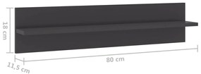 Estantes de parede 4pcs derivados de madeira cinza brilhante