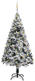 vidaXL Árvore Natal artificial pré-iluminada c/ bolas 210 cm PVC verde