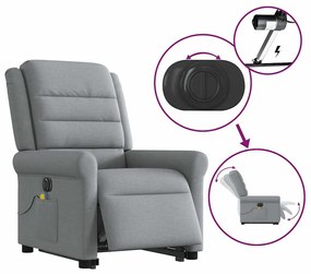 Poltrona elétrica reclinável massagens tecido cinzento-claro
